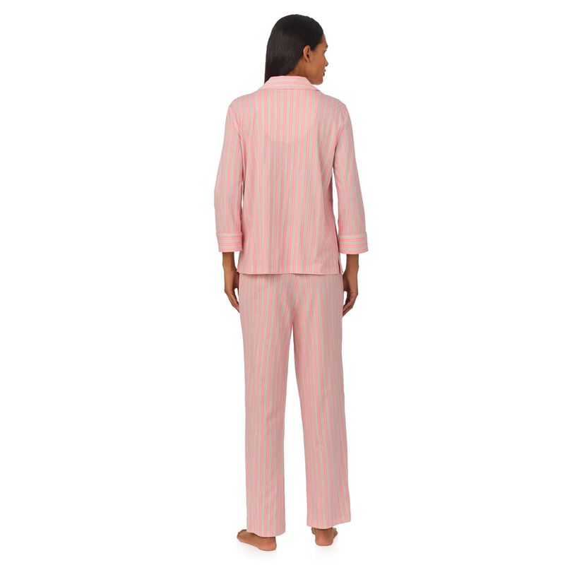 Lauren Ralph Lauren Classic Knit 3/4 Sleeve Notch Collar Pajama Set image number 4